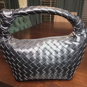 Elegant Black Woven Handbag